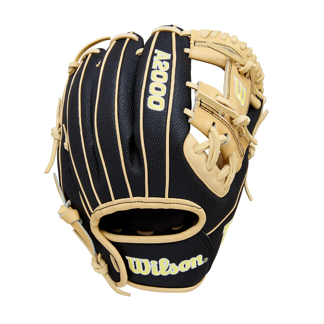 Wilson A2000 Classic Series DP15SS 11.50" Infield Baseball Glove WBW104110115 - Black Blonde Wilson Yellow - HIT a Double - 1