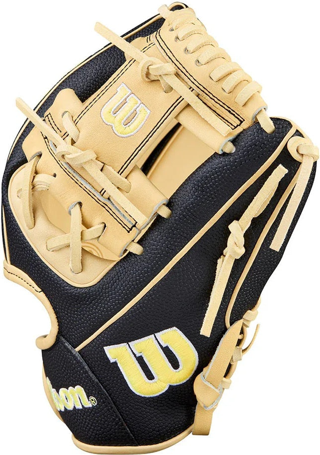 Wilson A2000 Classic Series DP15SS 11.50" Infield Baseball Glove WBW104110115 - Black Blonde Wilson Yellow - HIT a Double - 4