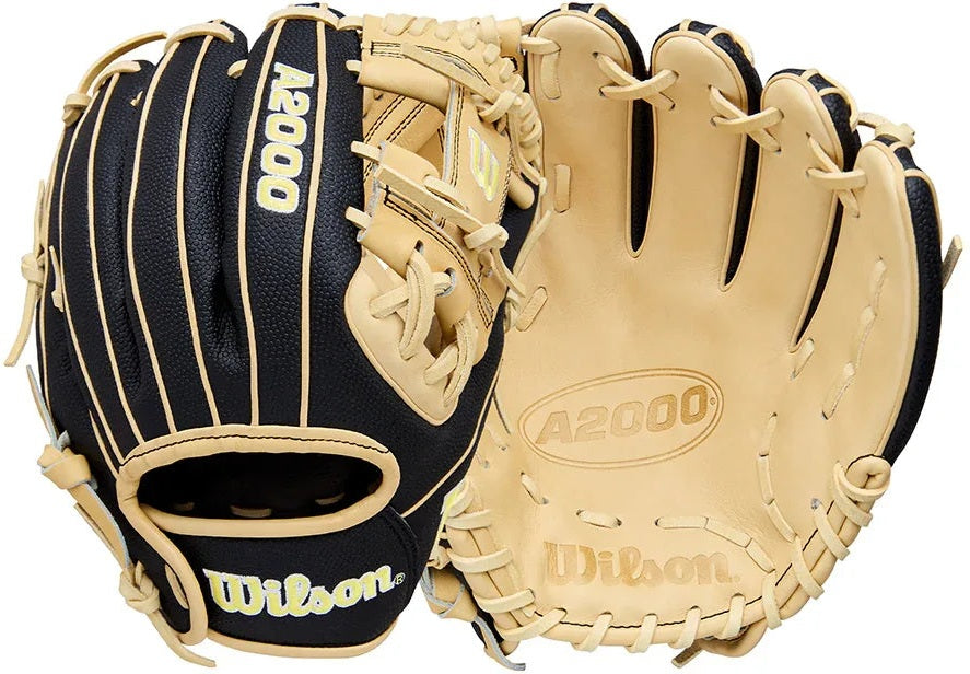 Wilson A2000 Classic Series DP15SS 11.50" Infield Baseball Glove WBW104110115 - Black Blonde Wilson Yellow - HIT a Double - 3