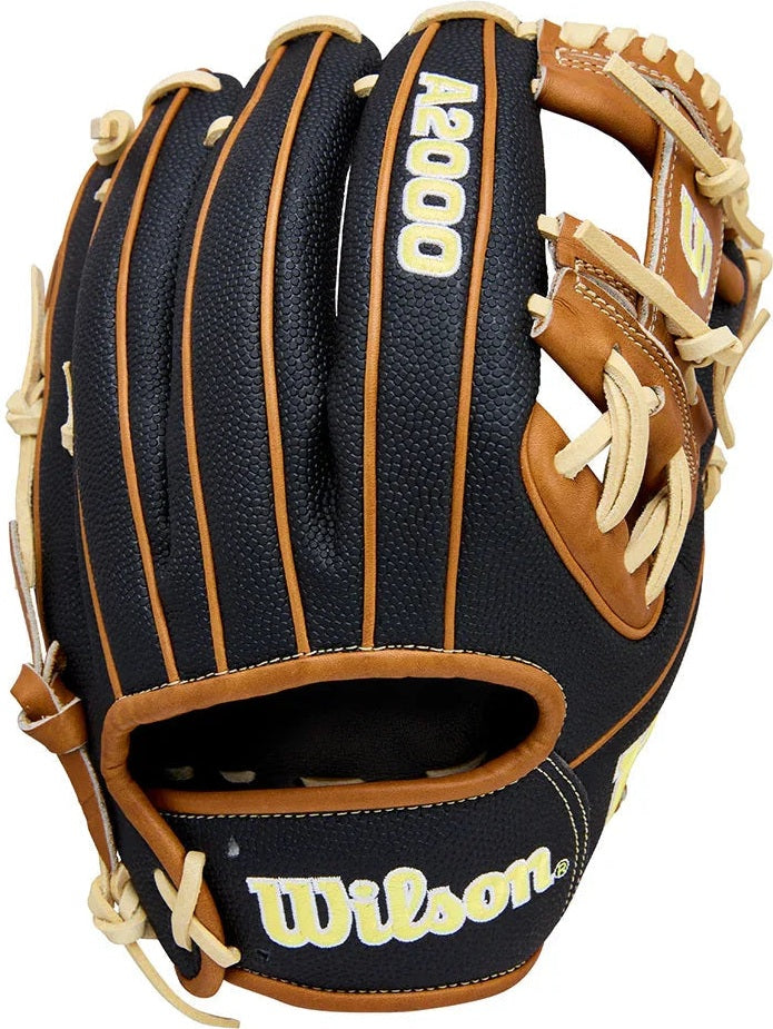 Wilson A2000 Classic Series 1975SS 11.75" Infield Baseball Glove WBW1041121175 - Black Saddle Tan  Wilson Yellow - HIT a Double - 1