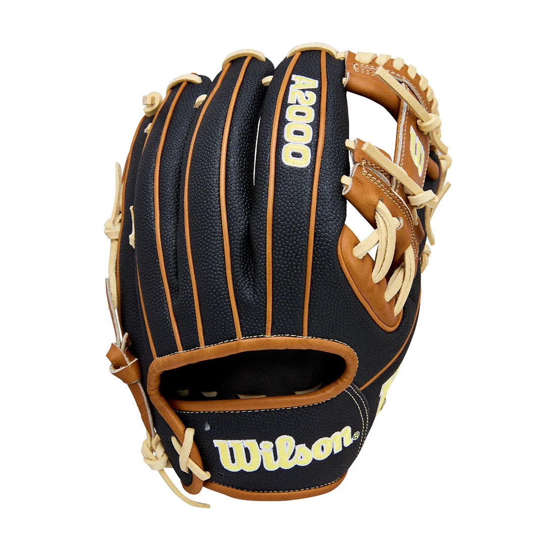 Wilson A2000 Classic Series 1975SS 11.75" Infield Baseball Glove WBW1041121175 - Black Saddle Tan  Wilson Yellow - HIT a Double - 1
