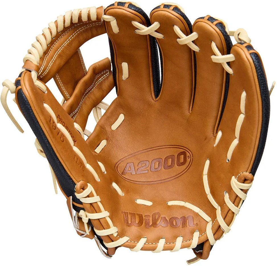Wilson A2000 Classic Series 1975SS 11.75" Infield Baseball Glove WBW1041121175 - Black Saddle Tan  Wilson Yellow - HIT a Double - 2