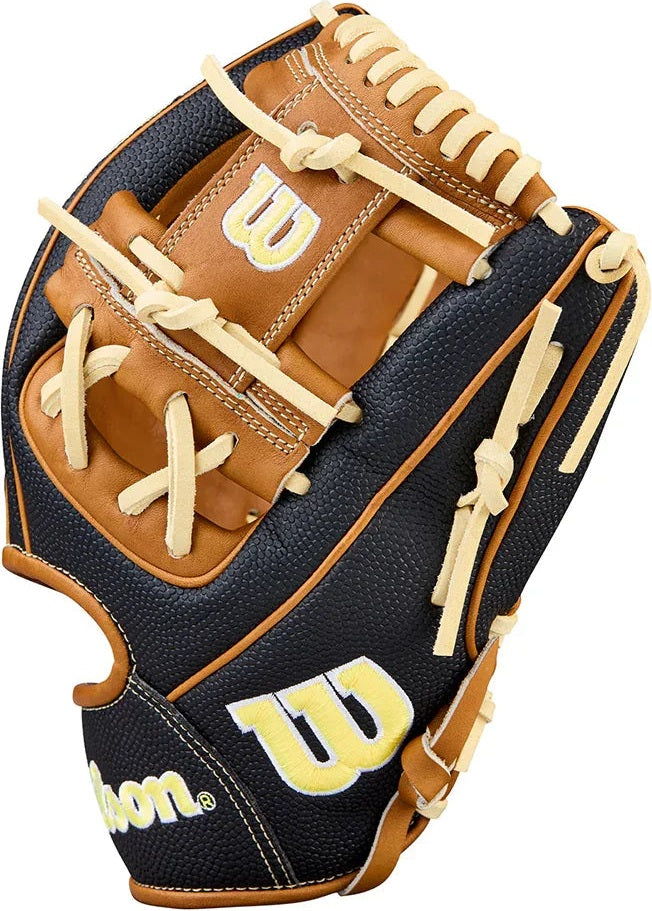 Wilson A2000 Classic Series 1975SS 11.75" Infield Baseball Glove WBW1041121175 - Black Saddle Tan  Wilson Yellow - HIT a Double - 4