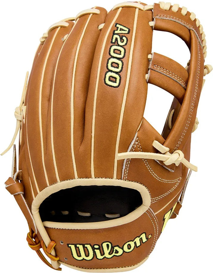 Wilson A2000 Classic Series EL3 11.75" Infield Baseball Glove WBW1041151175 - Saddle Tan Blonde Wilson Yellow - HIT a Double - 1