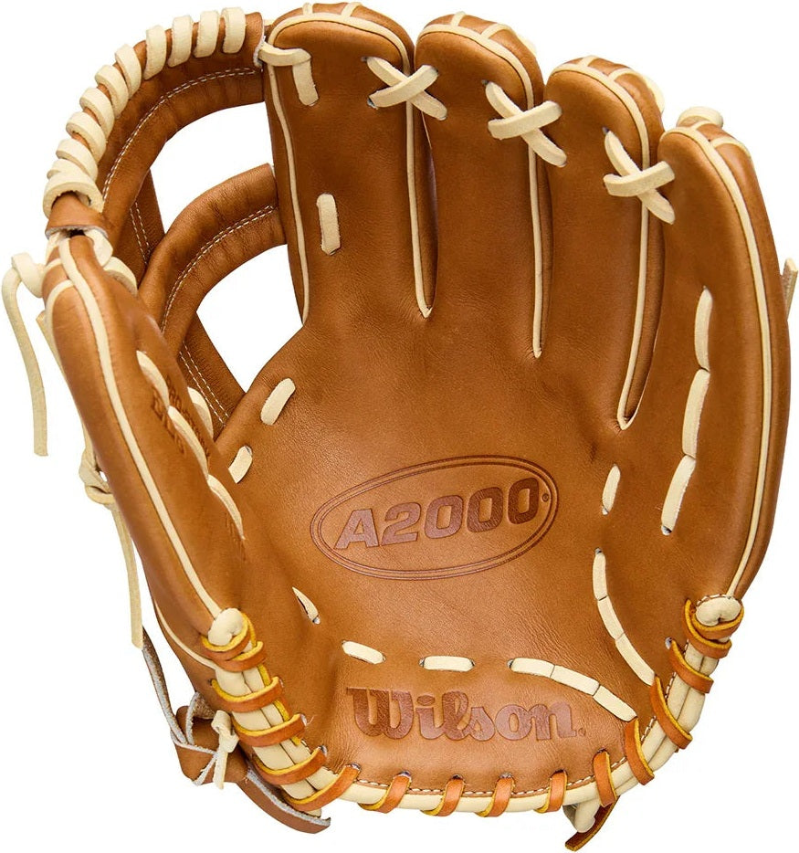 Wilson A2000 Classic Series EL3 11.75" Infield Baseball Glove WBW1041151175 - Saddle Tan Blonde Wilson Yellow - HIT a Double - 2