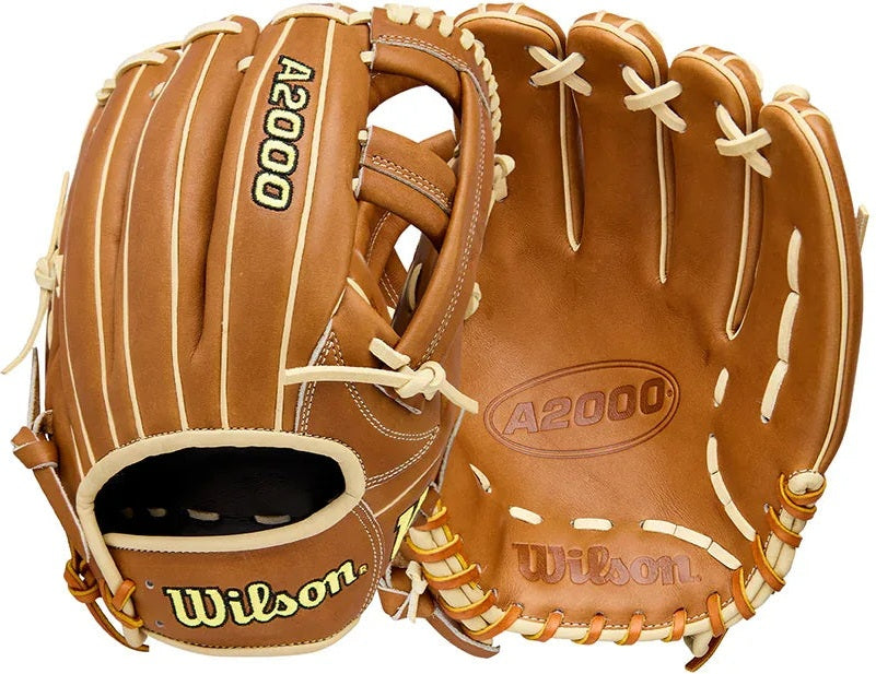 Wilson A2000 Classic Series EL3 11.75" Infield Baseball Glove WBW1041151175 - Saddle Tan Blonde Wilson Yellow - HIT a Double - 3