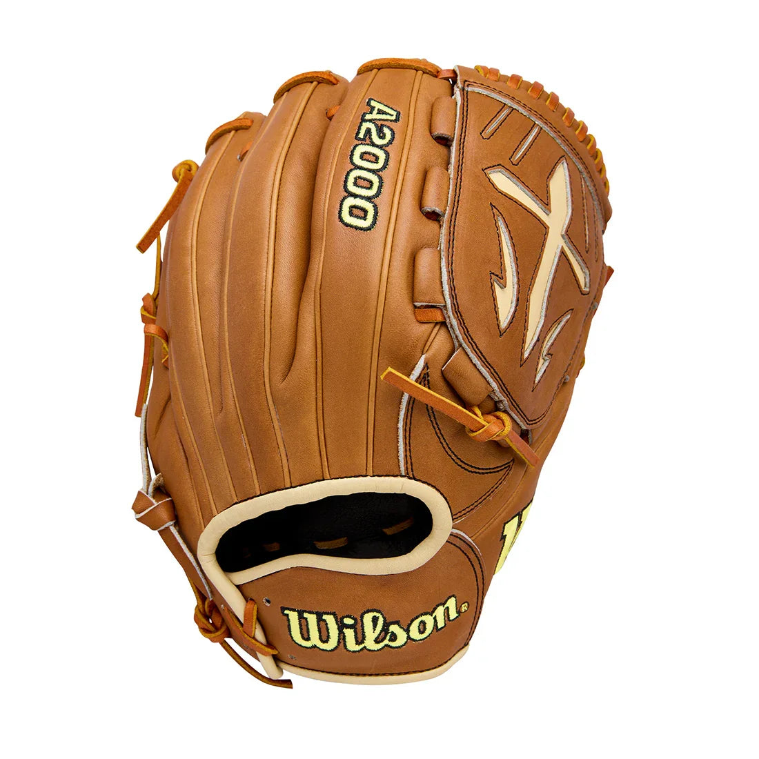 Wilson A2000 Classic Series B23 12.00" Pitcher Baseball Glove WBW10411712 - Saddle Tan Blonde Wilson Yellow - HIT a Double - 1