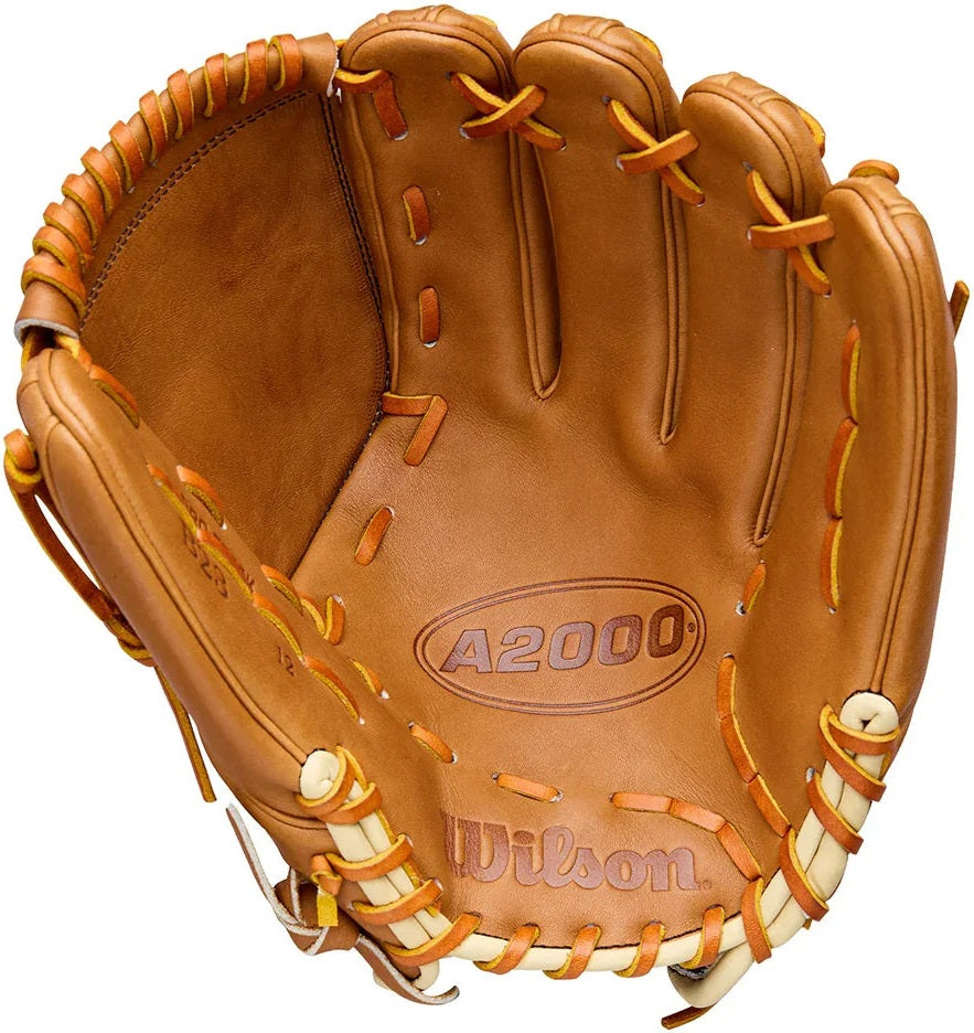 Wilson A2000 Classic Series B23 12.00" Pitcher Baseball Glove WBW10411712 - Saddle Tan Blonde Wilson Yellow - HIT a Double - 2