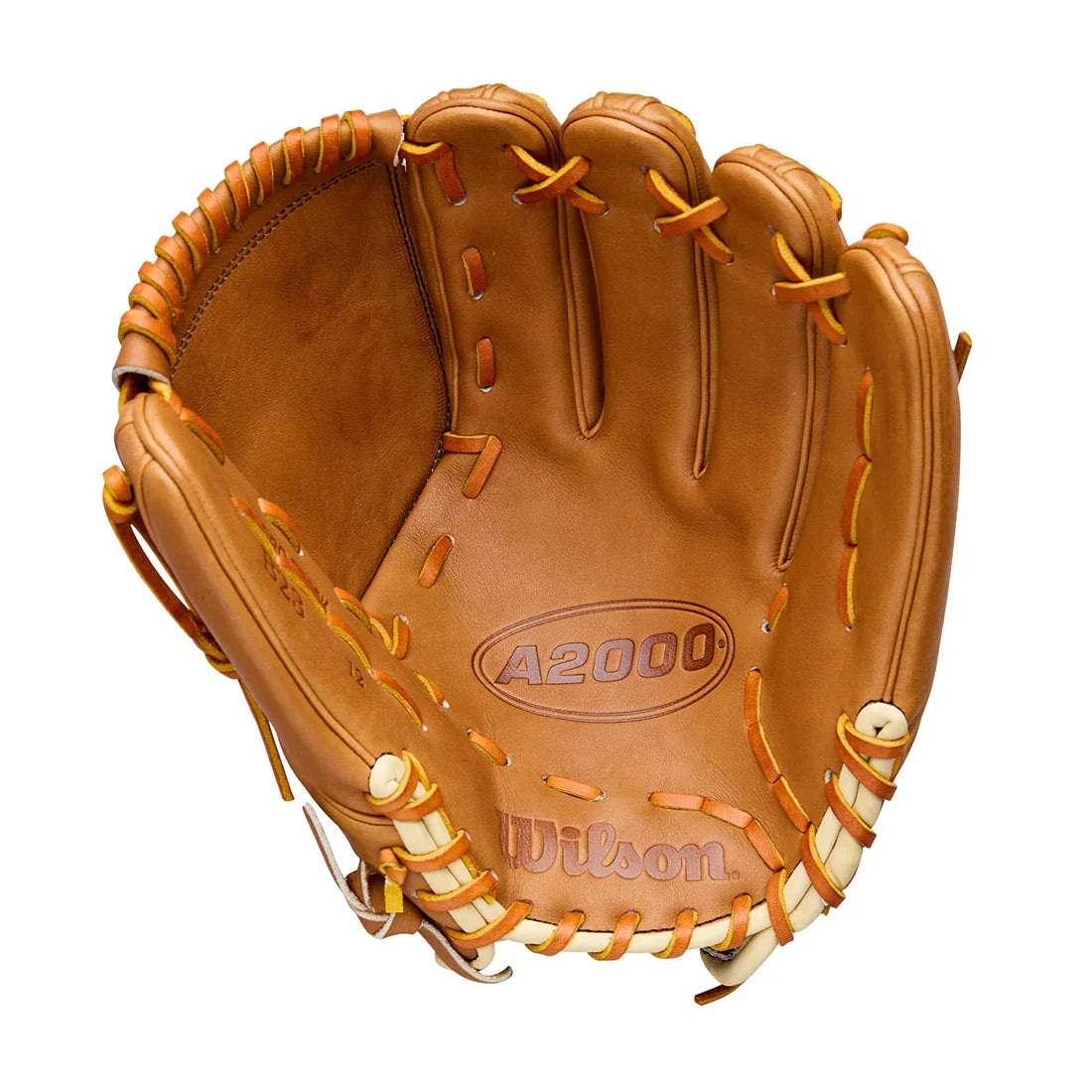 Wilson A2000 Classic Series B23 12.00" Pitcher Baseball Glove WBW10411712 - Saddle Tan Blonde Wilson Yellow - HIT a Double - 1