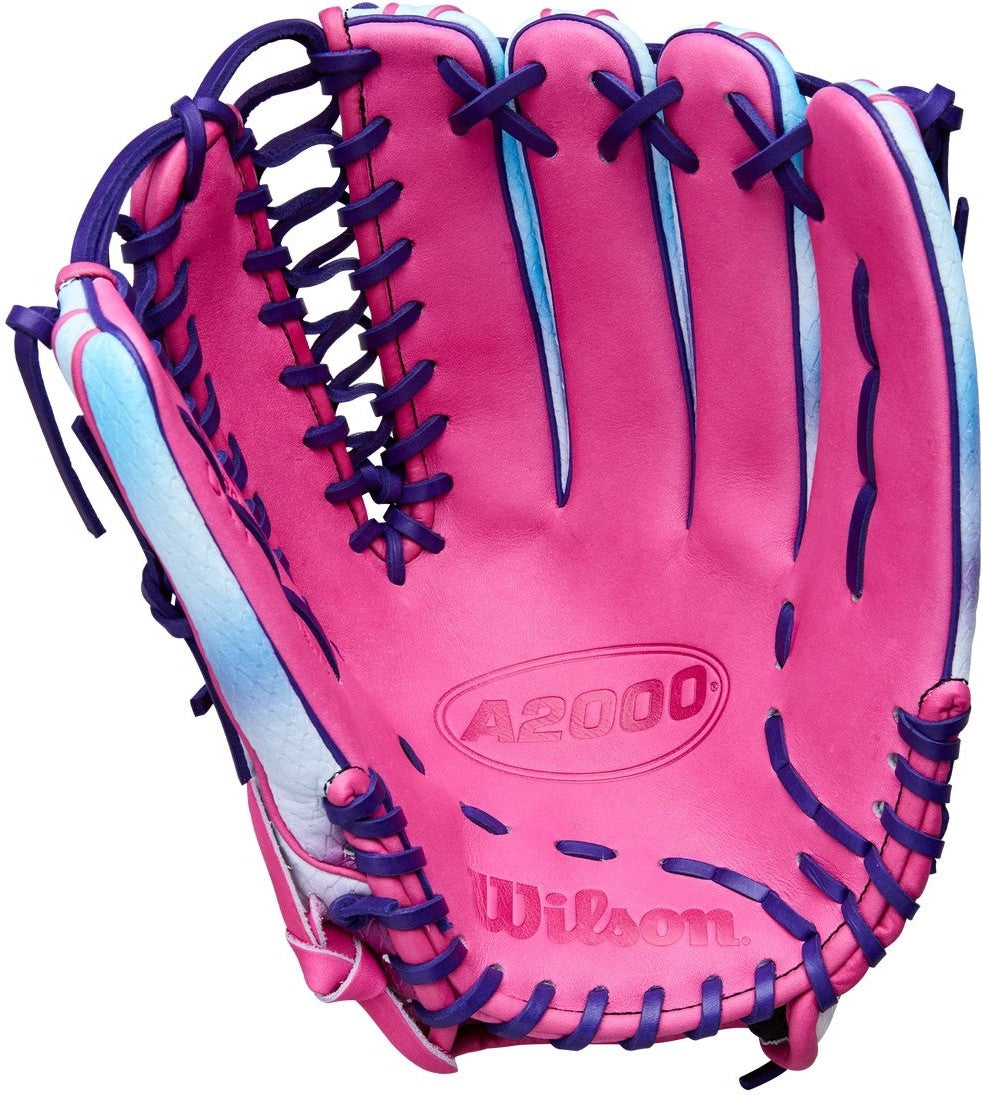 Wilson A2000 Spring Series OT7SS 12.75” Outfield Glove WBW1041361275 - Flamingo Pink Purple Blue - HIT a double - 1