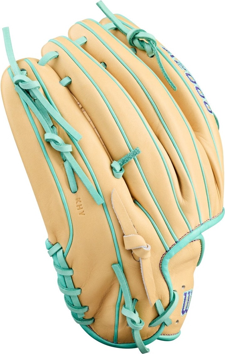 Wilson A2000 Spring Series DH12 12.00” Pitcher’s Glove WBW10413812 - Blonde Seafoam Purple - HIT a double - 6