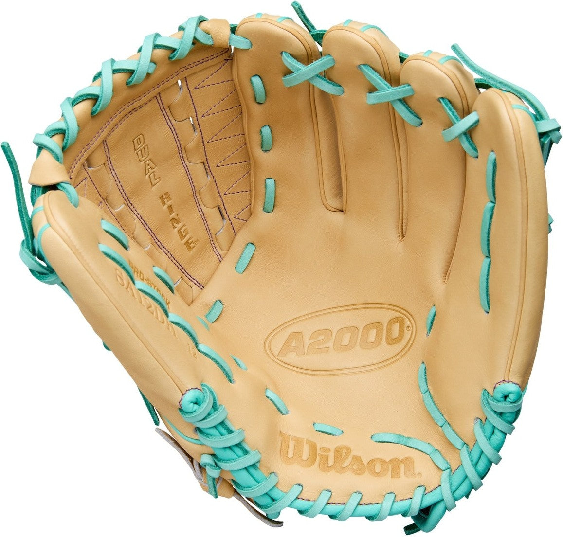 Wilson A2000 Spring Series DH12 12.00” Pitcher’s Glove WBW10413812 - Blonde Seafoam Purple - HIT a double - 1
