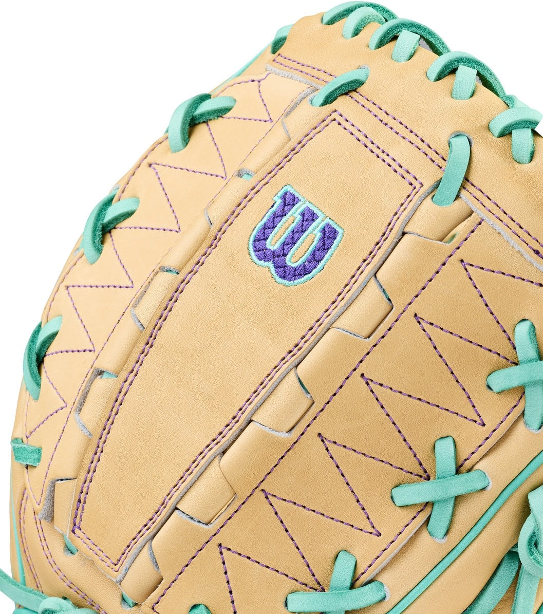 Wilson A2000 Spring Series DH12 12.00” Pitcher’s Glove WBW10413812 - Blonde Seafoam Purple - HIT a double - 5