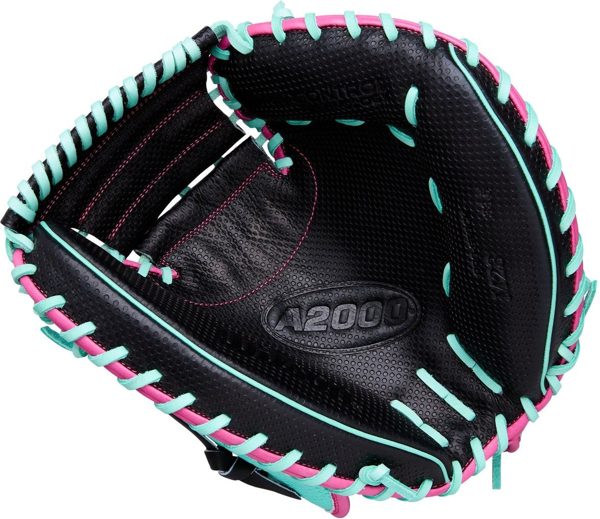 Wilson A2000 Spring Series M23SS 33.50” Catcher’s Mitt WBW104142335 - Black  Seafoam Pink - HIT a double - 1