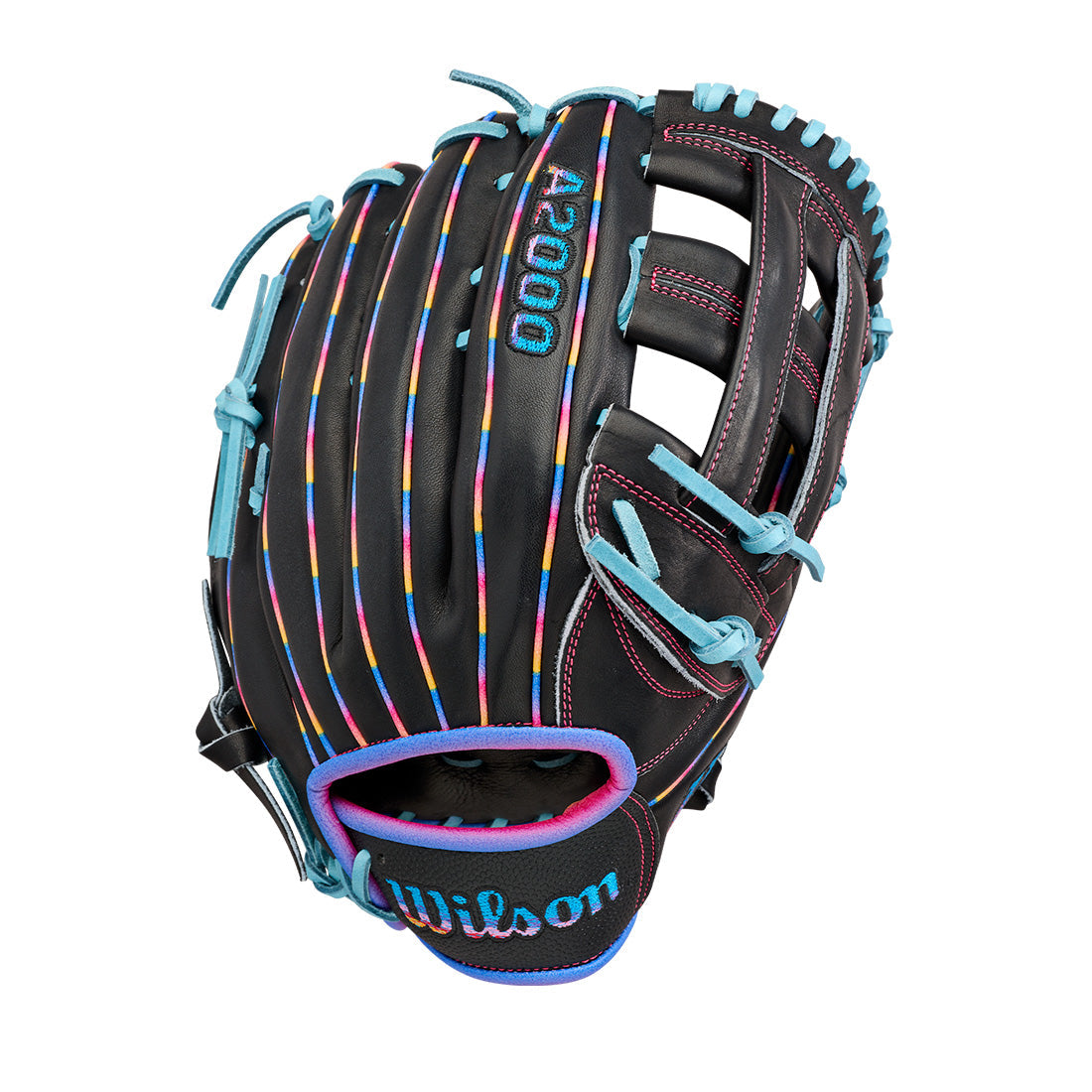 Wilson A2000 Love The Moment 1750 12.50" Outfield Glove WBW104831125 - Black Columbia Blue - HITa Double - 1
