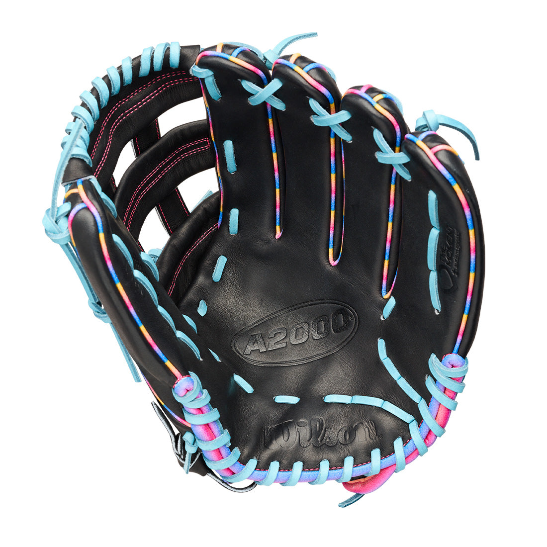 Wilson A2000 Love The Moment 1750 12.50" Outfield Glove WBW104831125 - Black Columbia Blue - HITa Double - 2