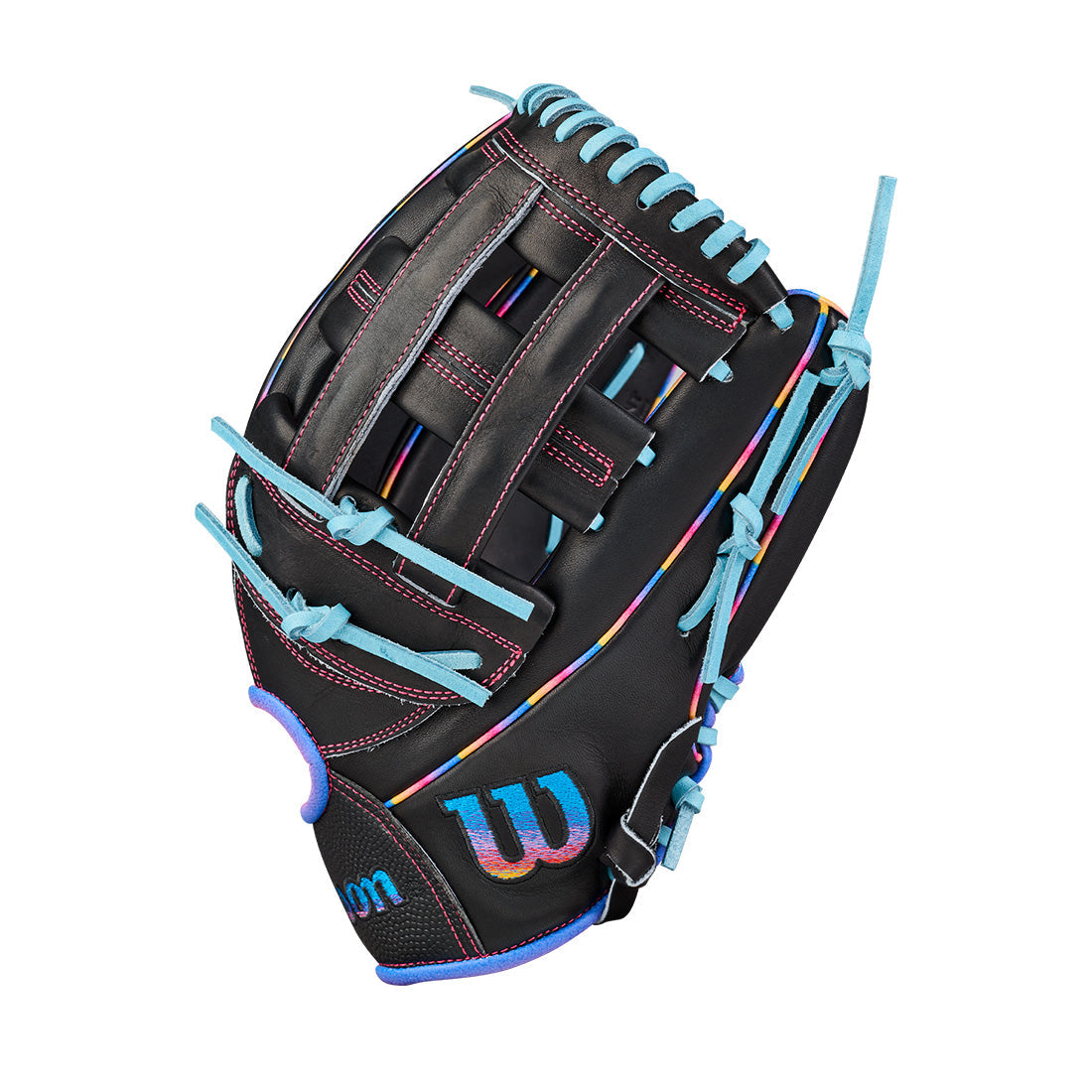 Wilson A2000 Love The Moment 1750 12.50" Outfield Glove WBW104831125 - Black Columbia Blue - HITa Double - 3