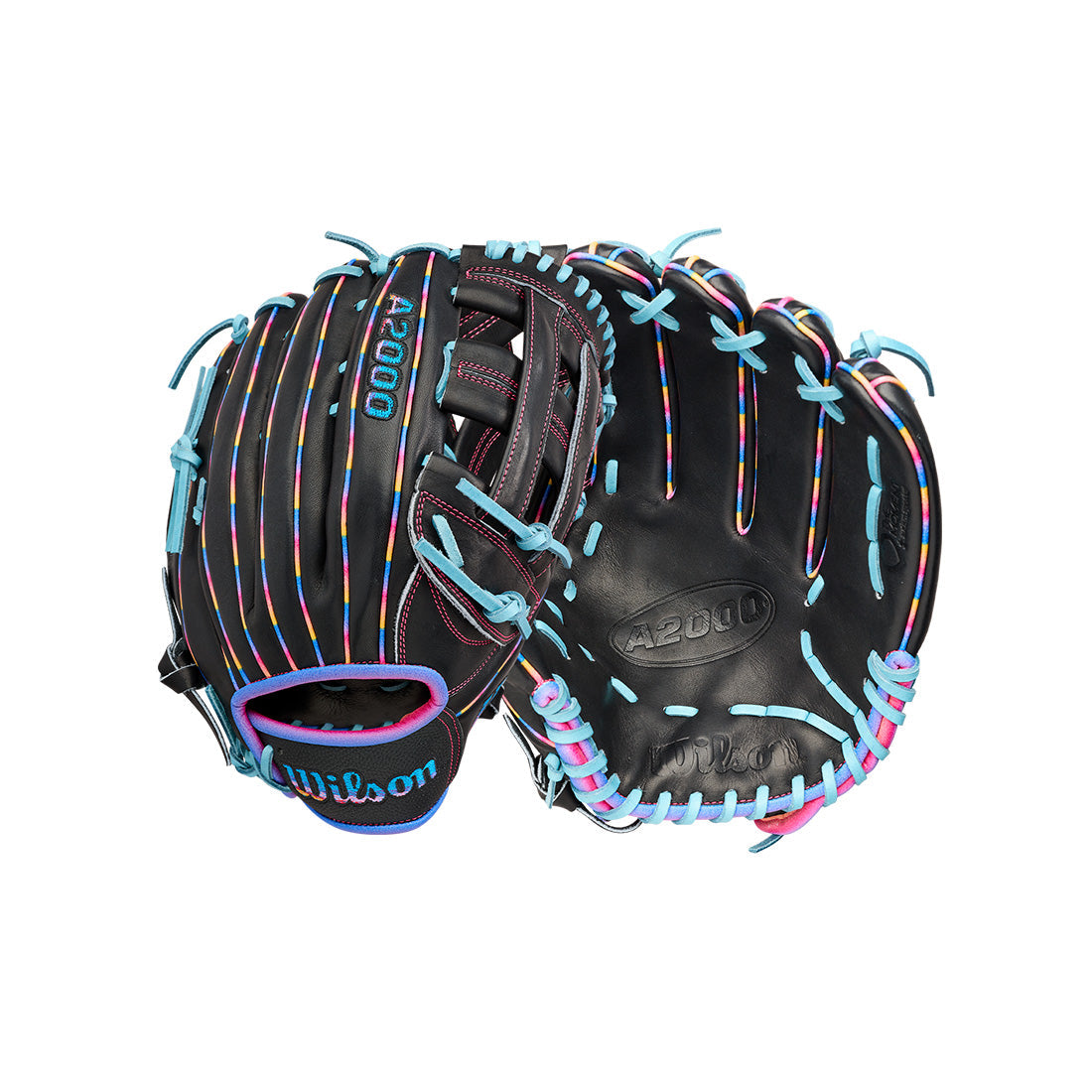 Wilson A2000 Love The Moment 1750 12.50" Outfield Glove WBW104831125 - Black Columbia Blue - HITa Double - 5
