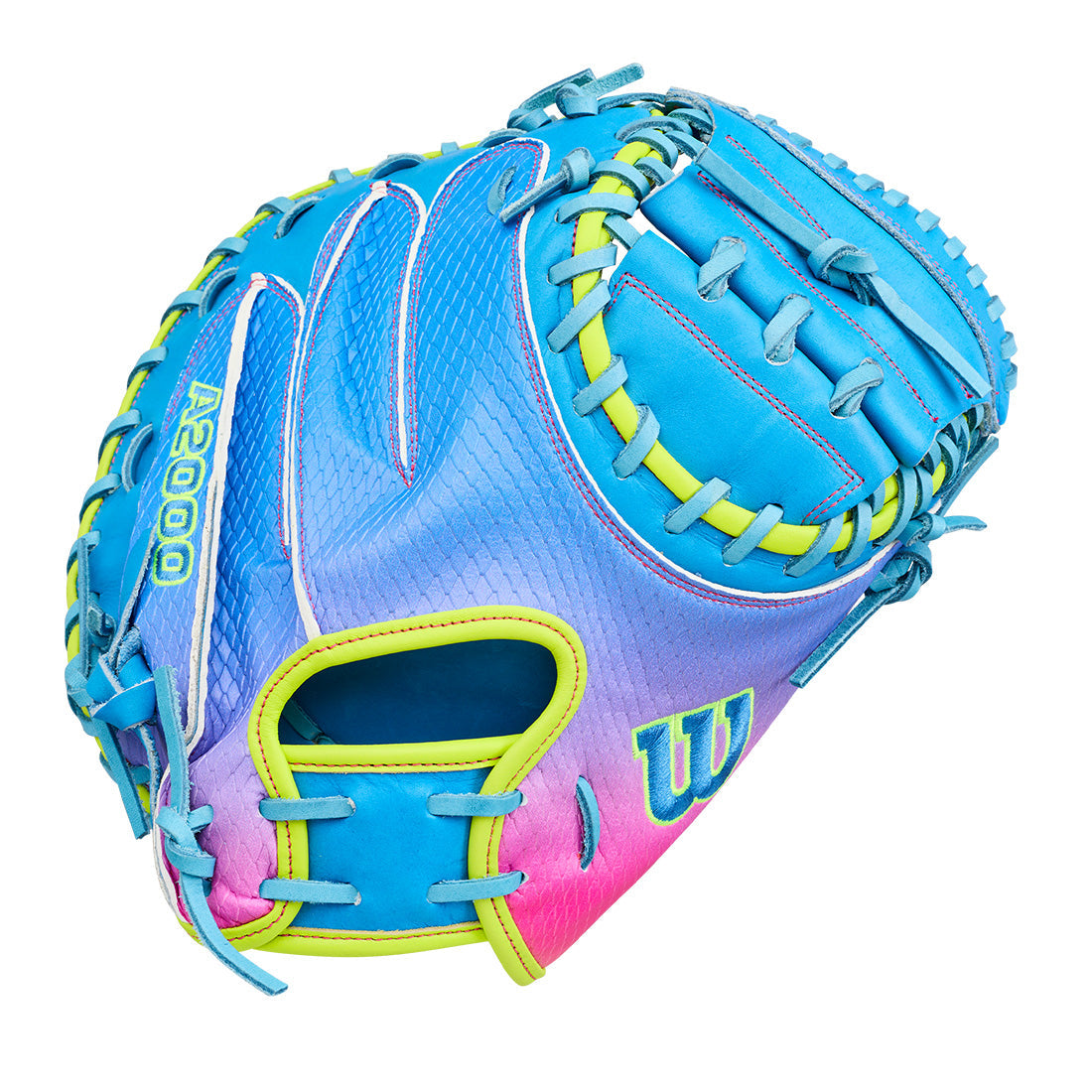 Wilson A2000 Love The Moment CM33 33.00" Catcher's Mitt WBW10483533 - Blue Optic Yellow Pink - HITa Double - 1