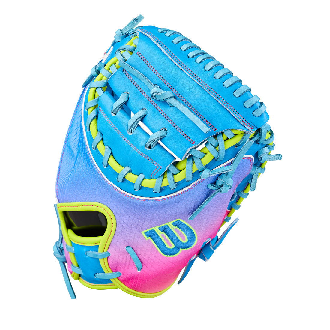 Wilson A2000 Love The Moment CM33 33.00" Catcher's Mitt WBW10483533 - Blue Optic Yellow Pink - HITa Double - 3