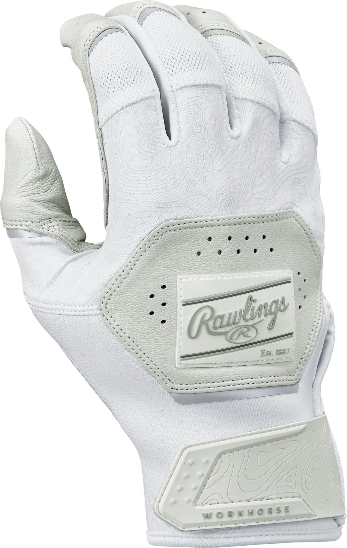 Rawlings Adult Workhorse Baseball Batting Gloves - White