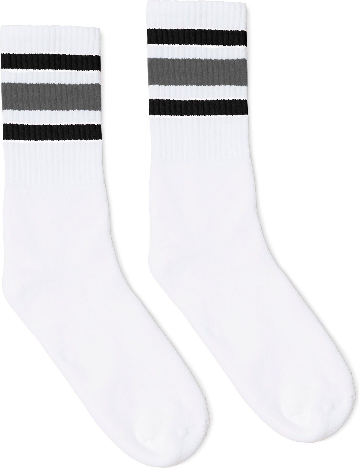 SOCCO Black and Gray Striped Socks - White