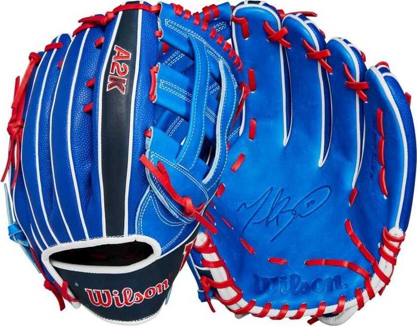 Wilson 2024 A2K Mookie Betts 12.50&quot; Outfield Glove WBW101626125 - Blue Black Red - HIT a Double - 3