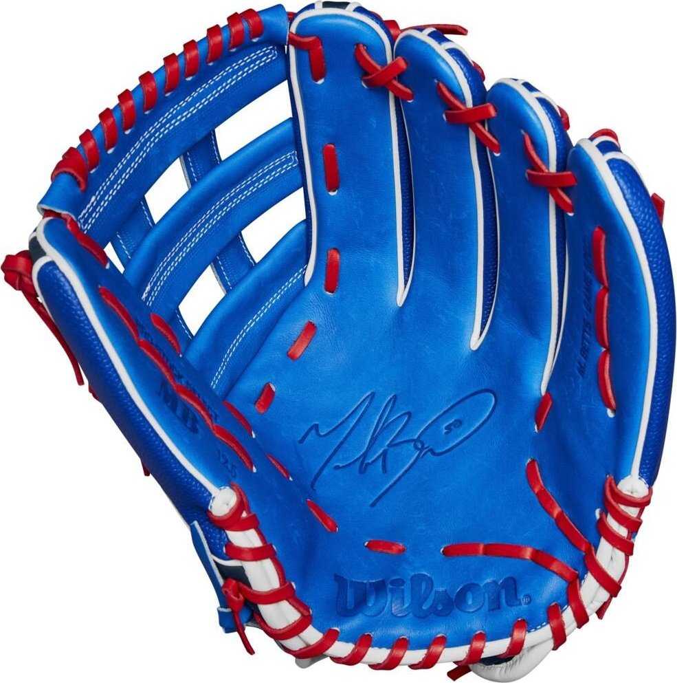 Wilson 2024 A2K Mookie Betts 12.50&quot; Outfield Glove WBW101626125 - Blue Black Red - HIT a Double - 2