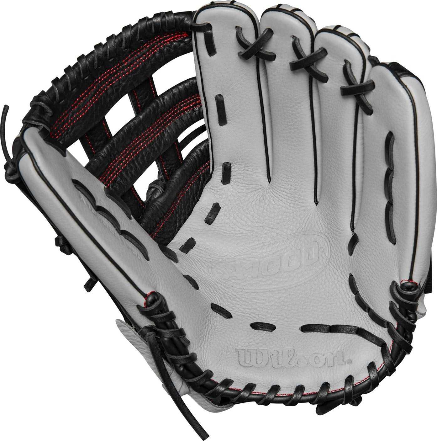 Wilson A1000 1750 12.50" Outfield Glove WBW101450125 - Silver Black Red - HIT a Double - 1