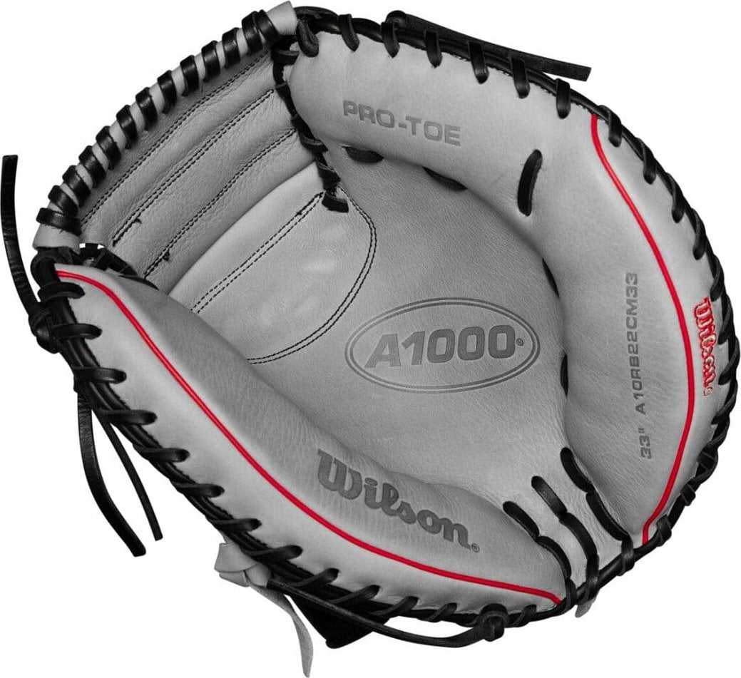 Wilson A1000 CM33 33.00&quot; Catcher&#39;s Mitt WBW10145433 - Silver Black Red - HIT a Double - 2