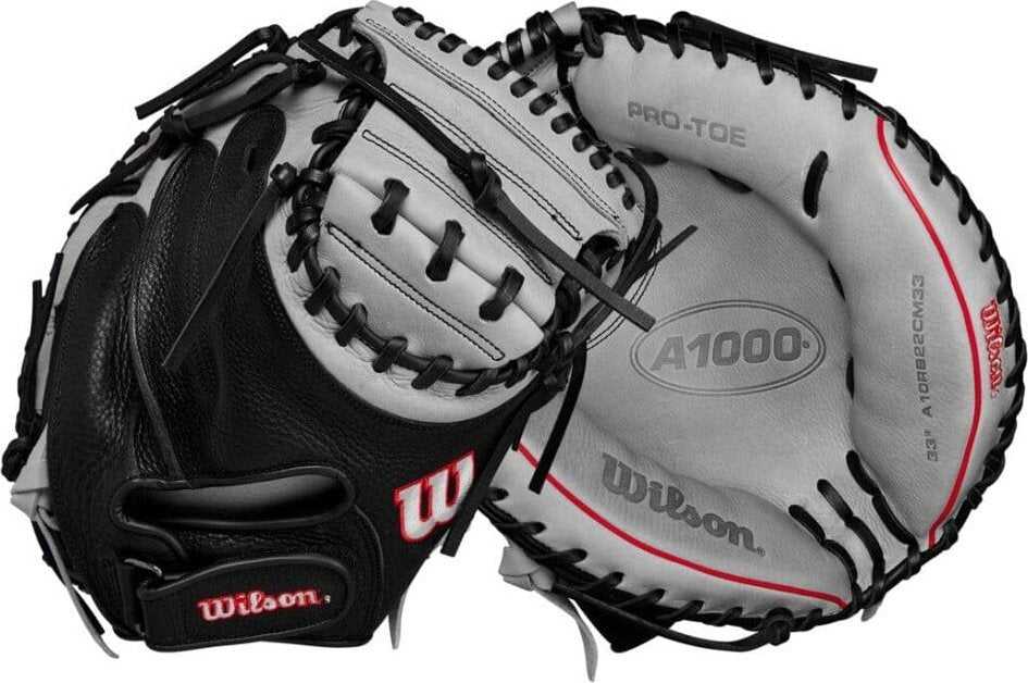 Wilson A1000 CM33 33.00&quot; Catcher&#39;s Mitt WBW10145433 - Silver Black Red - HIT a Double - 3