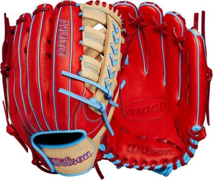 Wilson A1000 PF1892 12.25&quot; Outfield Glove - Red Blonde Blue - HIT a Double - 3