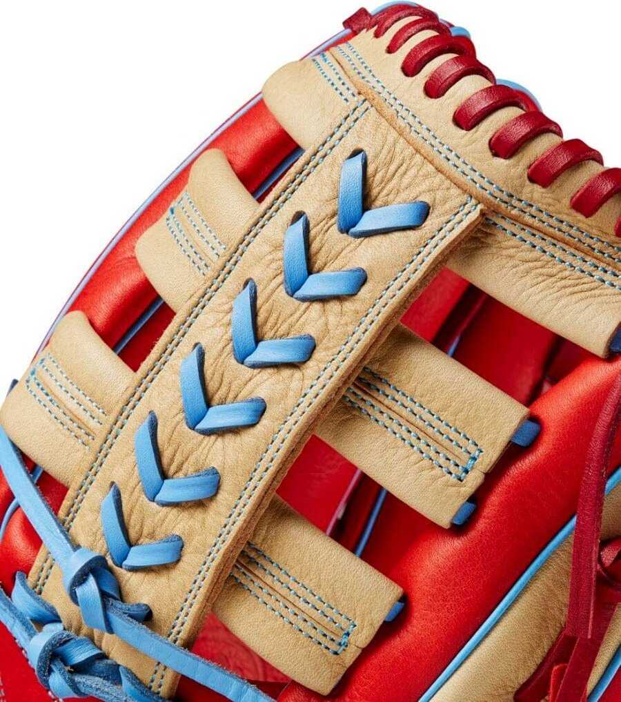 Wilson A1000 PF1892 12.25&quot; Outfield Glove - Red Blonde Blue - HIT a Double - 7