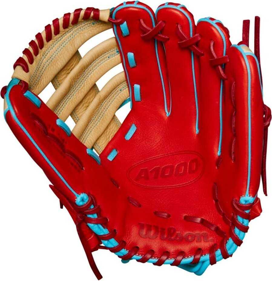 Wilson A1000 PF1892 12.25&quot; Outfield Glove - Red Blonde Blue - HIT a Double - 2