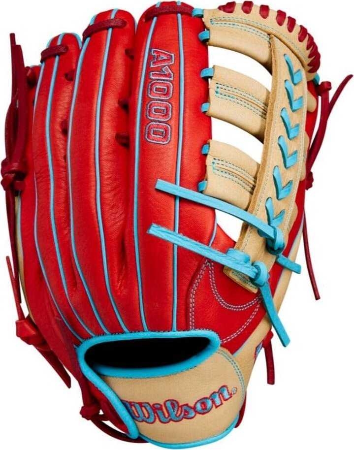 Wilson A1000 PF1892 12.25&quot; Outfield Glove - Red Blonde Blue - HIT a Double - 1