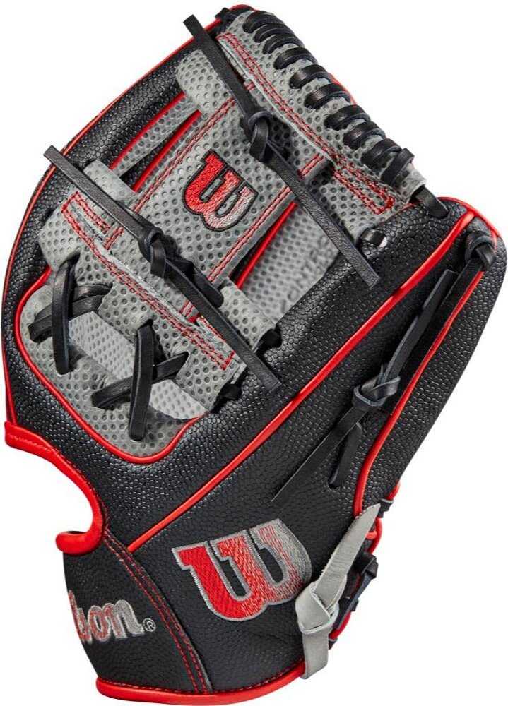 Wilson A2000 SC1975SS 11.75&quot; Infield Baseball Glove WBW1009861175 - Black Gray Red - HIT a Double - 4