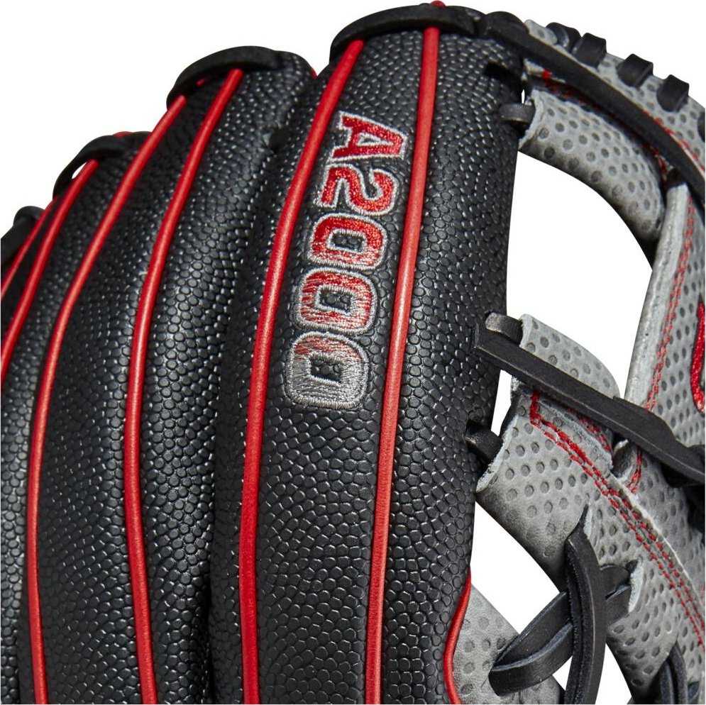 Wilson A2000 SC1975SS 11.75&quot; Infield Baseball Glove WBW1009861175 - Black Gray Red - HIT a Double - 6