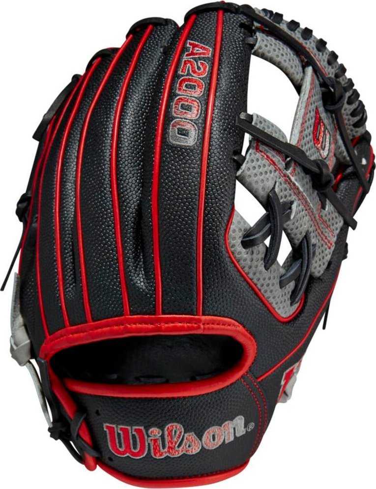 Wilson A2000 SC1975SS 11.75&quot; Infield Baseball Glove WBW1009861175 - Black Gray Red - HIT a Double - 1