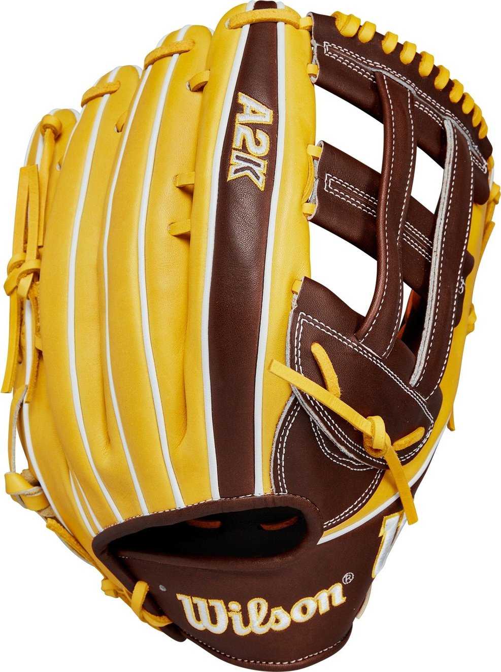 Wilson A2K JS22 Juan Soto GM 12.75&quot; Outfield Glove - Yellow Brown - HIT a Double - 1
