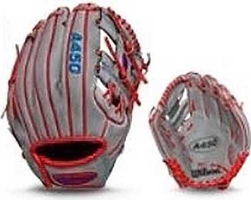 Wilson A450 10.75&quot; Youth Infield Glove A450 10.75&quot; Youth Infield Glove WBW1014711075 - Gray Red - HIT a Double - 1