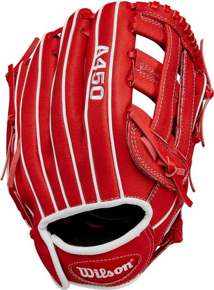 Wilson A450 11.50&quot; Youth Infield Gloves WBW10147211 - Red White - HIT a Double - 1