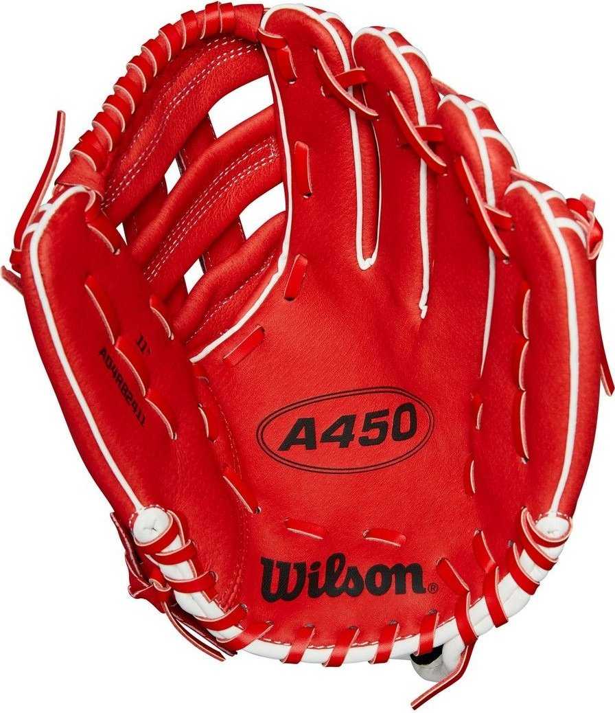 Wilson A450 11.50&quot; Youth Infield Gloves WBW10147211 - Red White - HIT a Double - 2