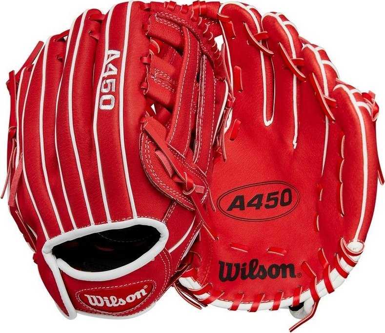 Wilson A450 11.50&quot; Youth Infield Gloves WBW10147211 - Red White - HIT a Double - 3