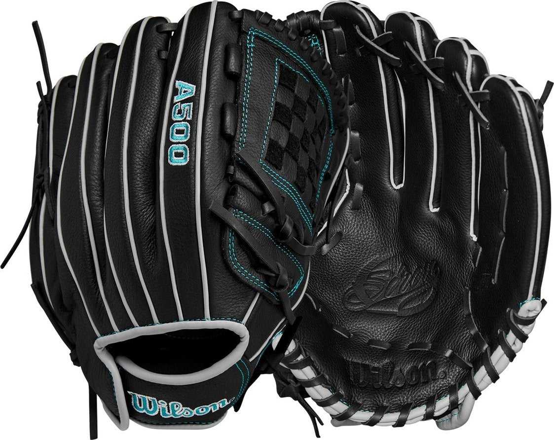 Wilson A500 Siren Youth Fastpitch 12.00&quot; Infield Glove WBW10142012 - Black Teal - HIT a Double - 3