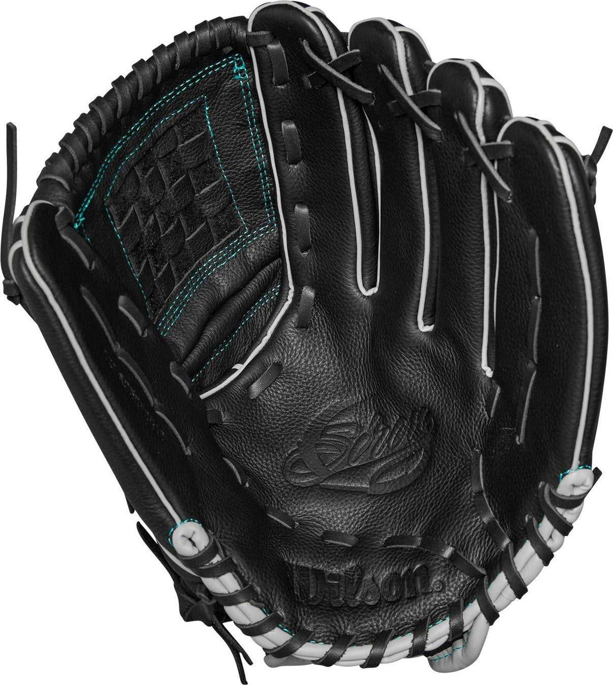 Wilson A500 Siren Youth Fastpitch 12.00&quot; Infield Glove WBW10142012 - Black Teal - HIT a Double - 2
