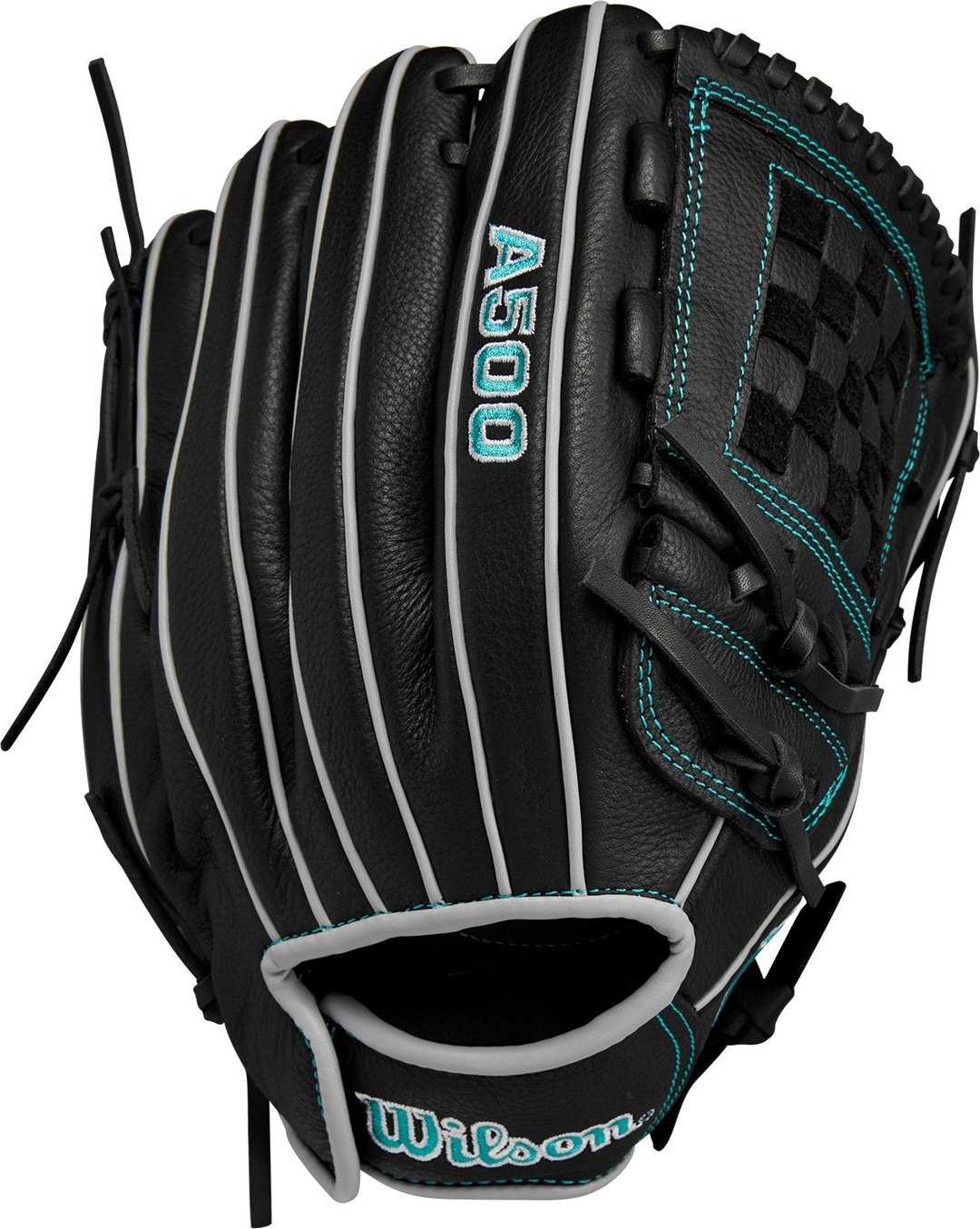 Wilson A500 Siren Youth Fastpitch 12.00&quot; Infield Glove WBW10142012 - Black Teal - HIT a Double - 1