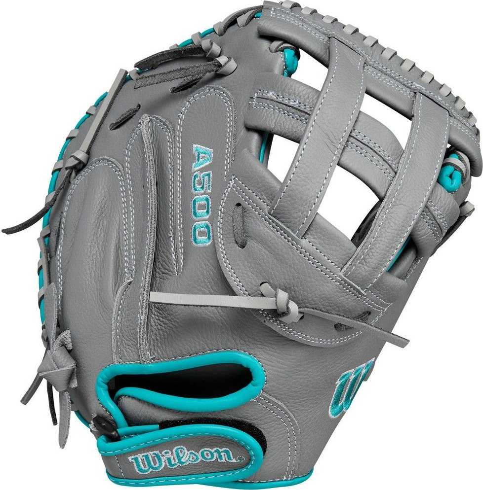 Wilson A500 Siren Youth Fastpitch 32.00" Cather's Mitt - Gray Teal - HIT a Double - 1