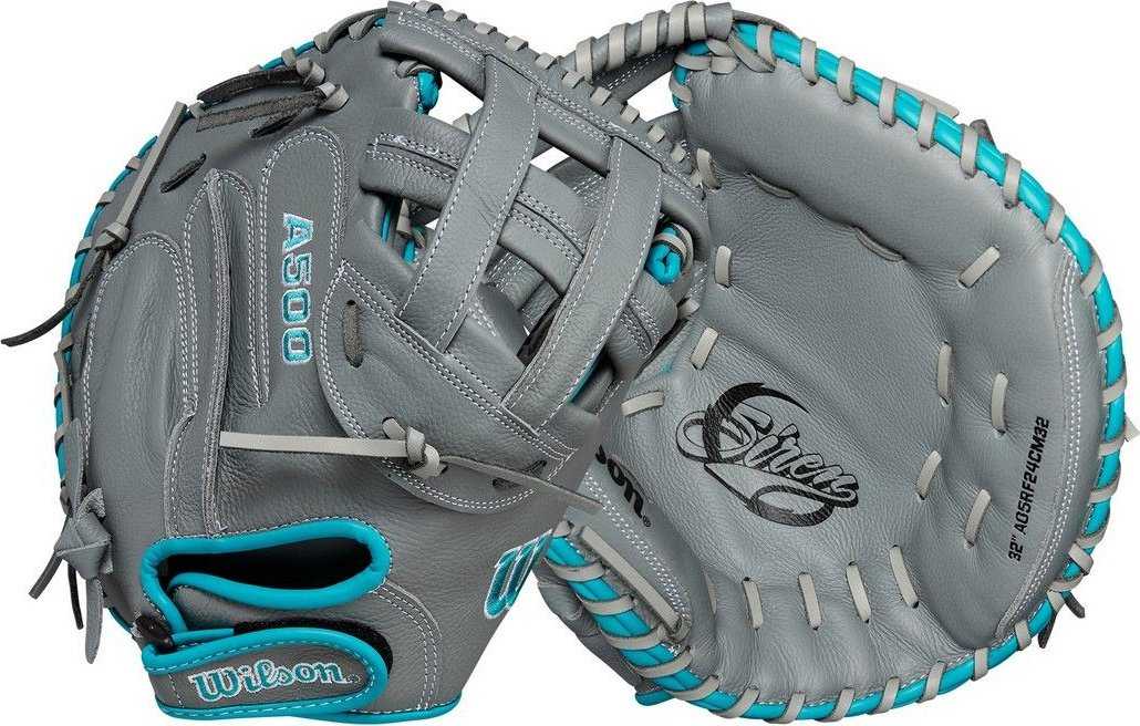 Wilson A500 Siren Youth Fastpitch 32.00&quot; Cather&#39;s Mitt - Gray Teal - HIT a Double - 3