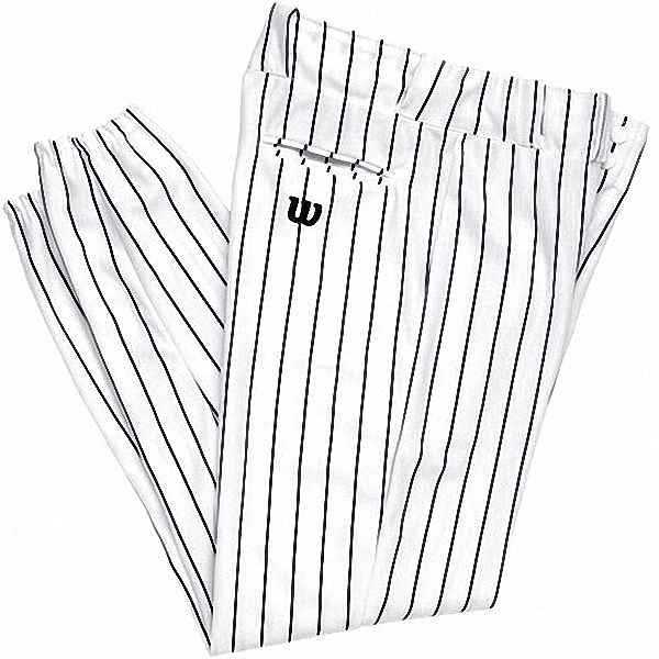 Wilson Team Polyester Warp Knit Youth White Pant Black Pinstripe