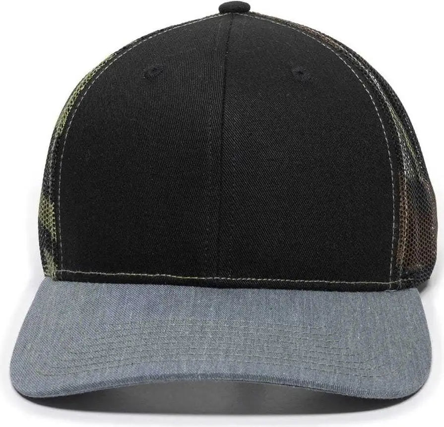 Oc Sports Oc771 Adjustable Mesh Back Cap - Black Generic Camo Heathered Gray - 6 7/8’’ - 7 1/2’’